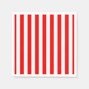 Red and White Large Size Vertical Stripes Paper Napkins
