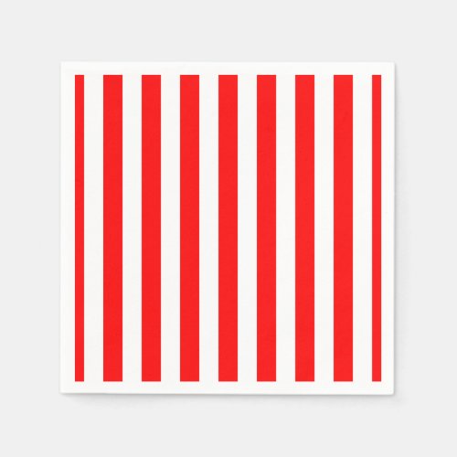 Red and White Large Size Vertical Stripes Paper Napkins