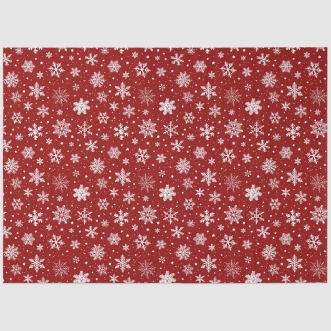 Red and White Large Snowflakes  Tissue Paper (Front)