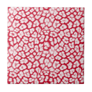 Red and white leopard print  ceramic tile