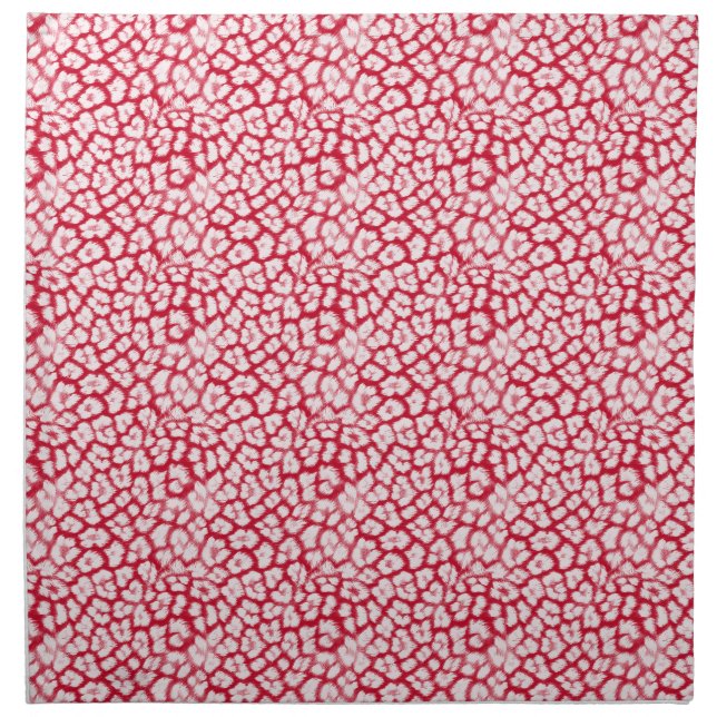 Red and white leopard print  cloth napkin (Front)
