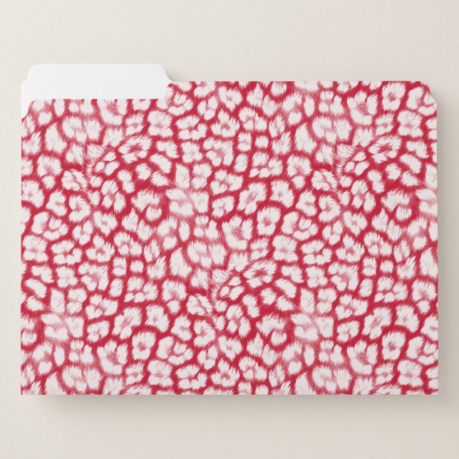 Red and white leopard print  file folder (Front Left)