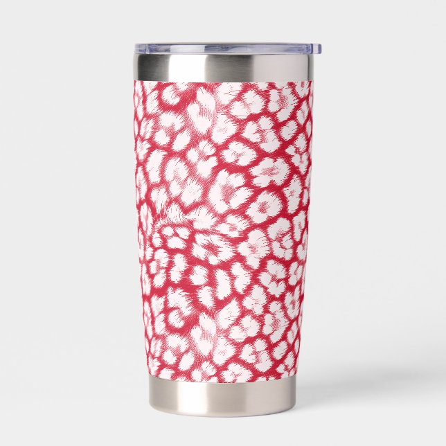 Red and white leopard print  insulated tumbler (Left)