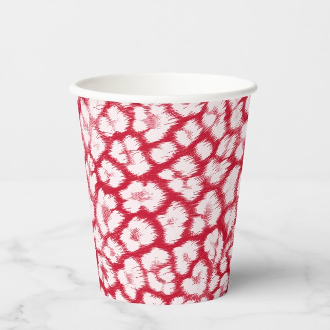 Red and white leopard print  paper cups (Front)
