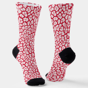 Red and white leopard print  socks