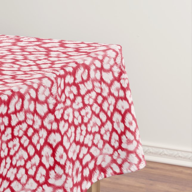 Red and white leopard print  tablecloth (In Situ)