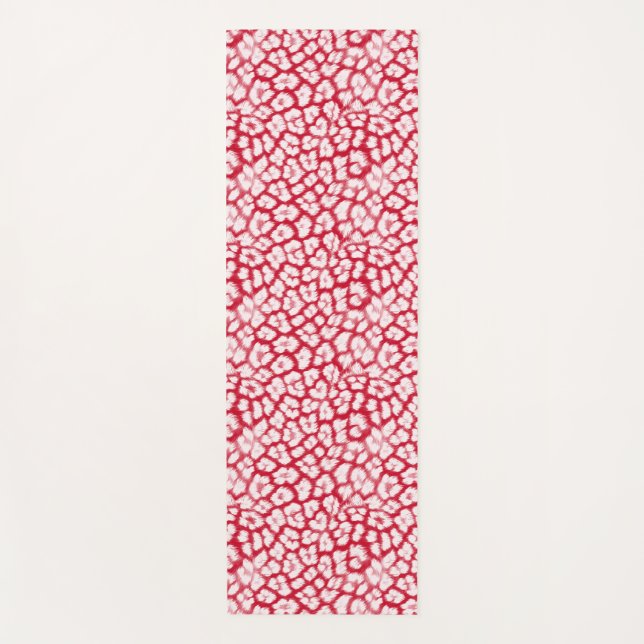 Red and white leopard print  yoga mat (Front)