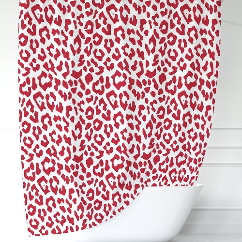 Red And White Leopard Shower Curtain