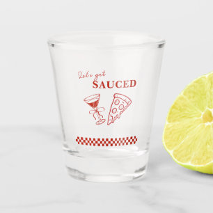 Red and White Let's Get Sauced Bachelorette  Shot Glass