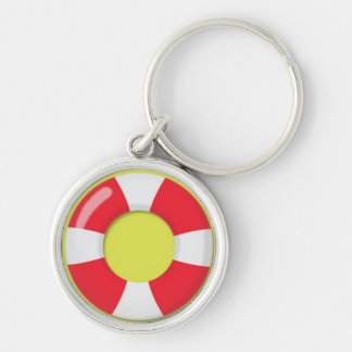 Red and White  Lifeguard Rubber Ring Floatie Keychain