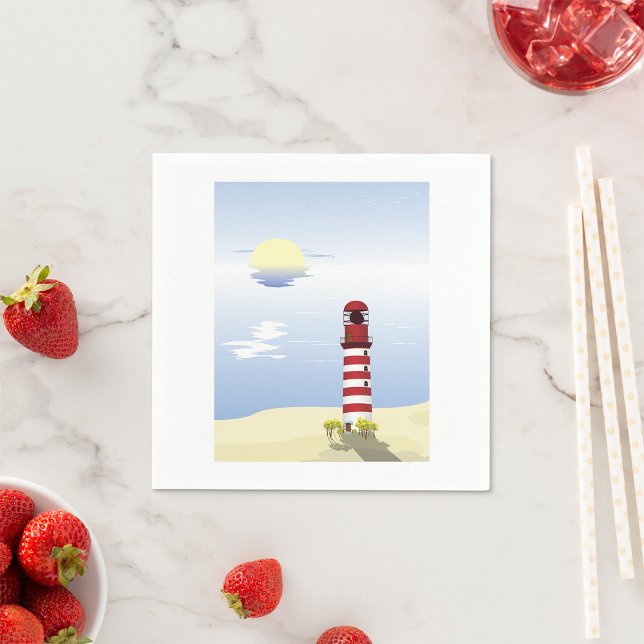 Red and White Lighthouse Coastal Napkins (Creator Uploaded)