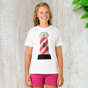 Red And White Lighthouse Girls T-Shirt