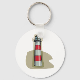 Red and White Lighthouse Nautical Coastal Keychain