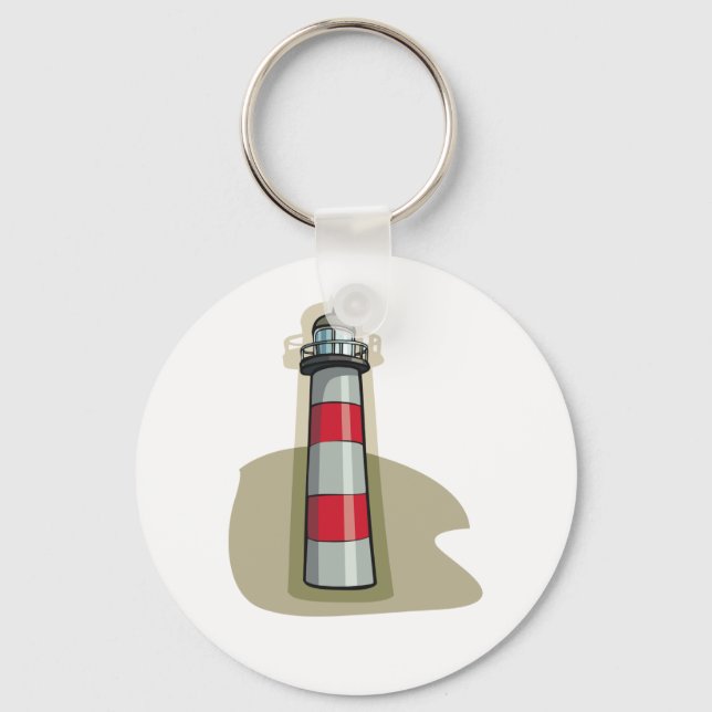 Red and White Lighthouse Nautical Coastal Keychain (Front)
