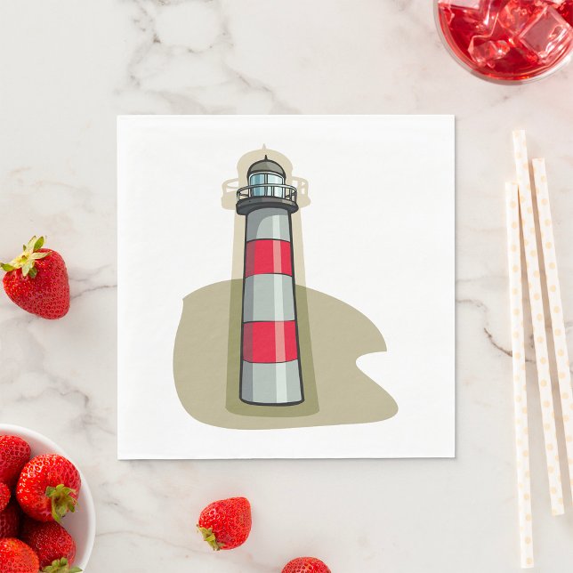 Red and White Lighthouse Nautical Coastal Napkins (Creator Uploaded)