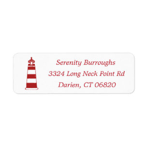 Red And White Lighthouse Nautical Sailor Sea Label