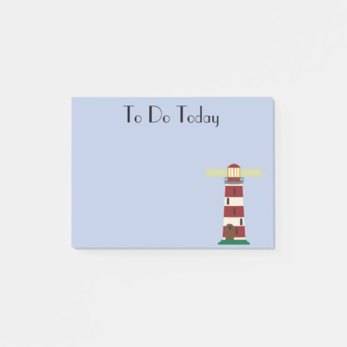 Red and White Lighthouse on Blue Post it Notes