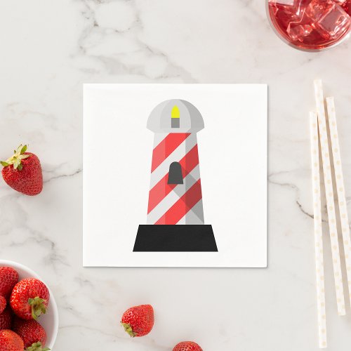 Red And White Lighthouse Paper Napkins