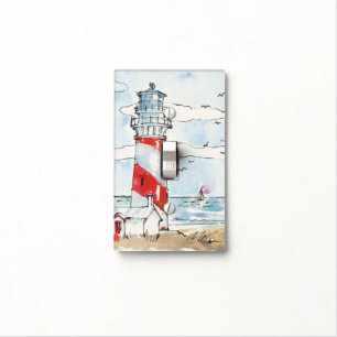 Red and White Lighthouse Scene Light Switch Cover
