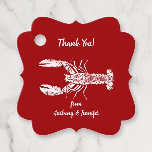Red and White Lobster Custom Message Favor Tags