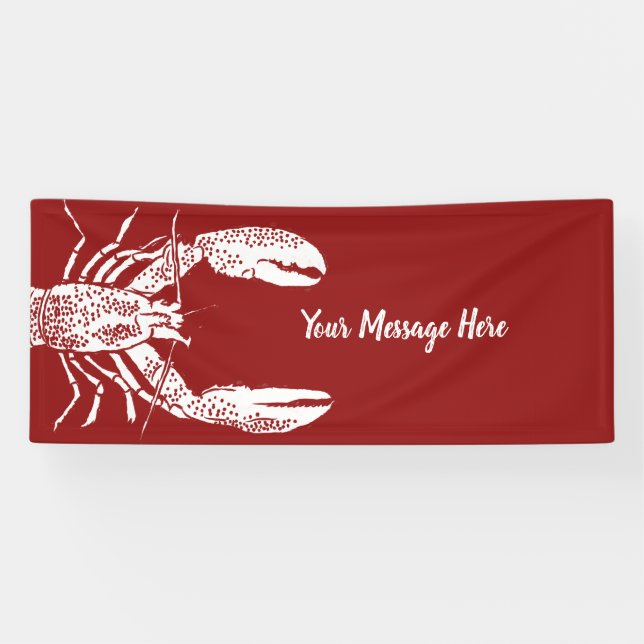 Red and White Lobster Personalized Banner (Horizontal)