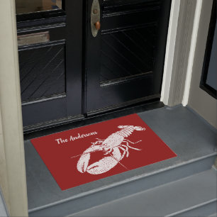 Red and White Lobster Personalized Doormat