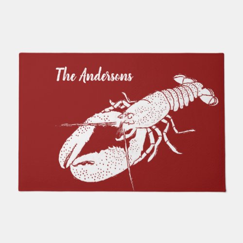 Red and White Lobster Personalized Doormat