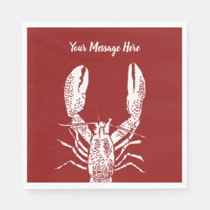 Red and White Lobster Personalized Napkins