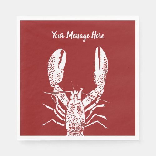 Red and White Lobster Personalized Napkins