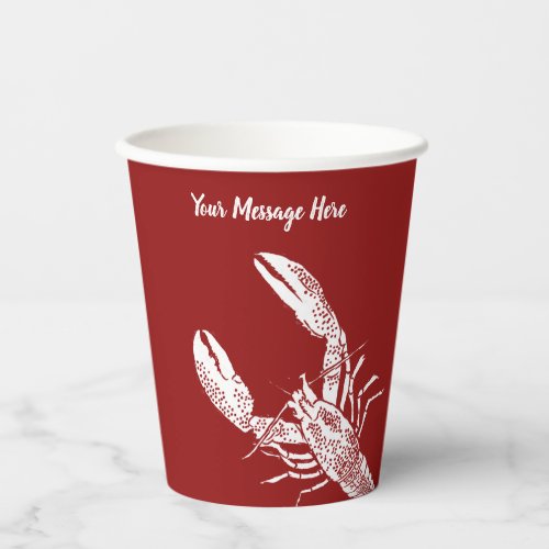 Red and White Lobster Personalized Paper Cups