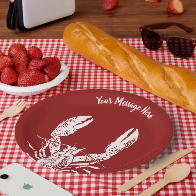 Red and White Lobster Personalized Paper Plates (Picnic)