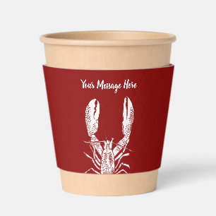 Red and White Lobster Personalized Party Coffee Cup Sleeve