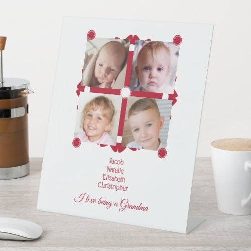 Red and white love being a Grandma photos Pedestal Sign