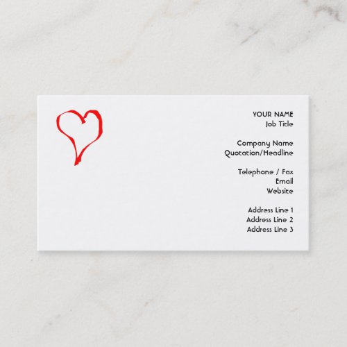 Red and White Love Heart Design. Business Card