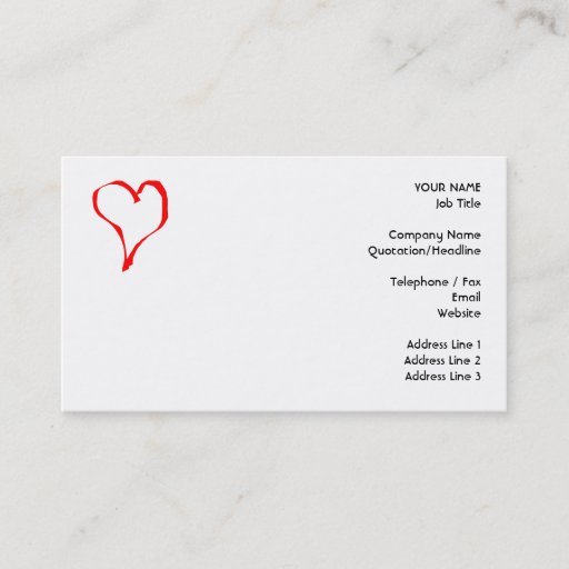 Customizable Red and White Love Heart Design. Business Card