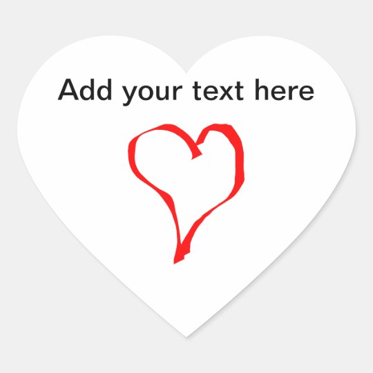 Red and White Love Heart Design. Heart Sticker
