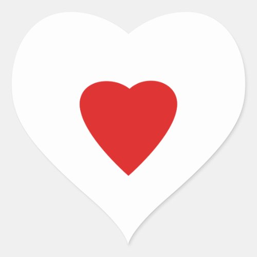Red and White Love Heart Design Heart Sticker