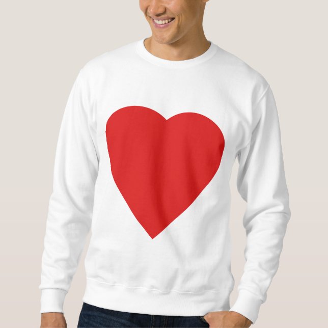 Red and White Love Heart Design. Sweatshirt (Front)