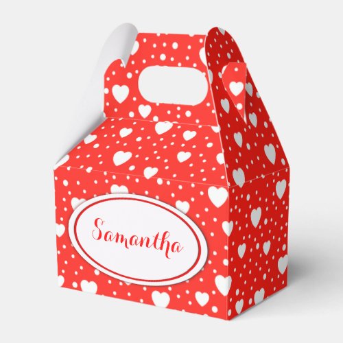 Red and White Love Hearts Favor Boxes