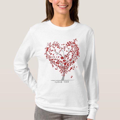 Red and white love tree  T_Shirt
