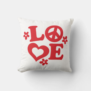 Red and White LOVE Valentine's Day Pillow