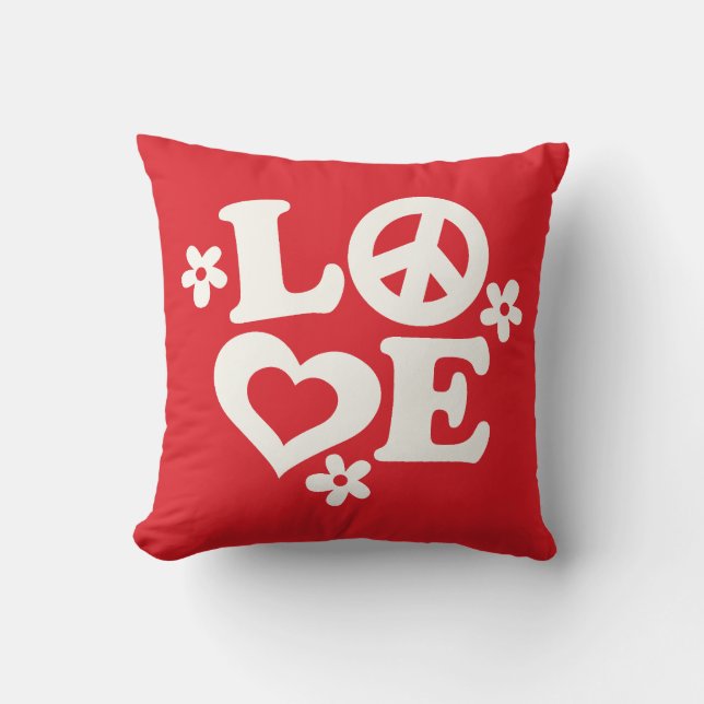 Red and White LOVE Valentine's Day Pillow (Front)