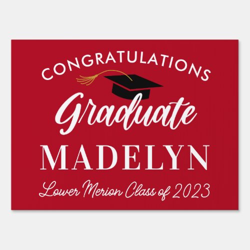 Red and White Lower Merion Class of 2023 Yard  Sign