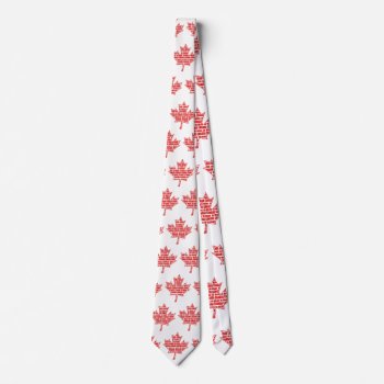 Red And White Made In Canada Maple Leaf Neck Tie by colourfuldesigns at Zazzle