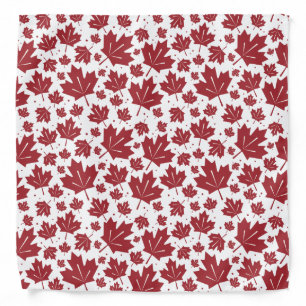 Red and White Maple Leaves Pattern Bandana