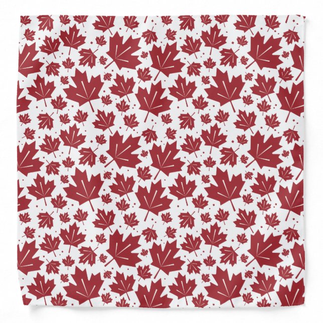 Red and White Maple Leaves Pattern Bandana (Front)