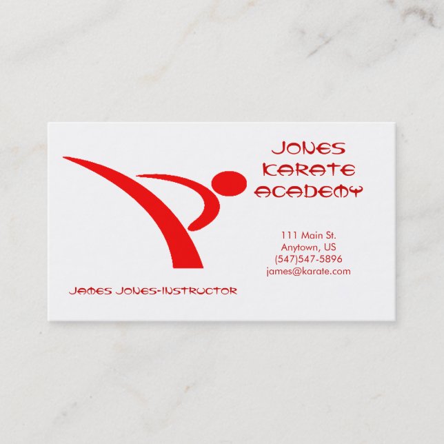 Red and White Martial Arts Business Card (Front)