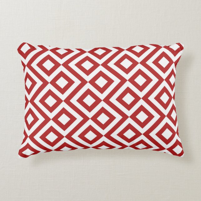 Red and White Meander Accent Pillow (Front)
