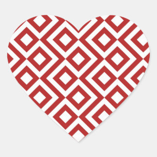 Red and White Meander Heart Sticker