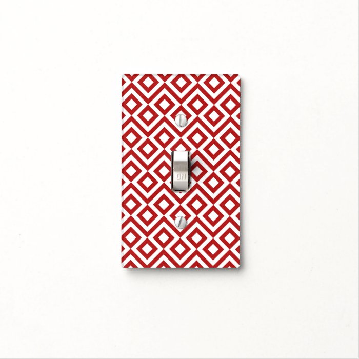 Red and White Meander Light Switch Cover